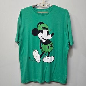 Disney Mickey Mouse T Shirt Plus Size 2XL Green St. Patricks Lucky Retro Leisure